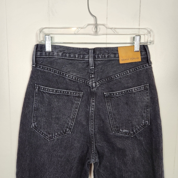 Aritzia Denim Forum Joni High Rise Loose Straight Leg Jeans Black Button Fly 25 - Picture 8 of 16